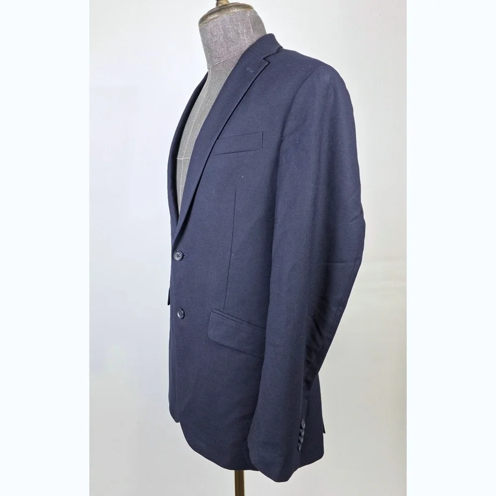 Kenneth Cole Reaction 2 Piece Suit Mens 40L Navy Blue Pants 34x32‎ Polished NWT